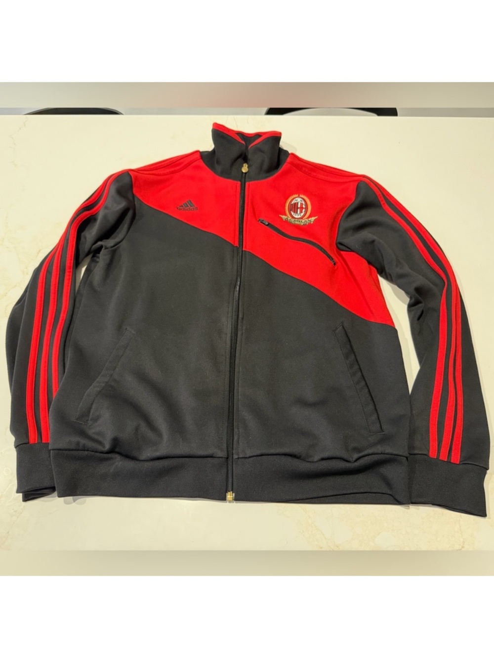Adidas 2010 Black & Red Track Jacket with AC Milan Crest